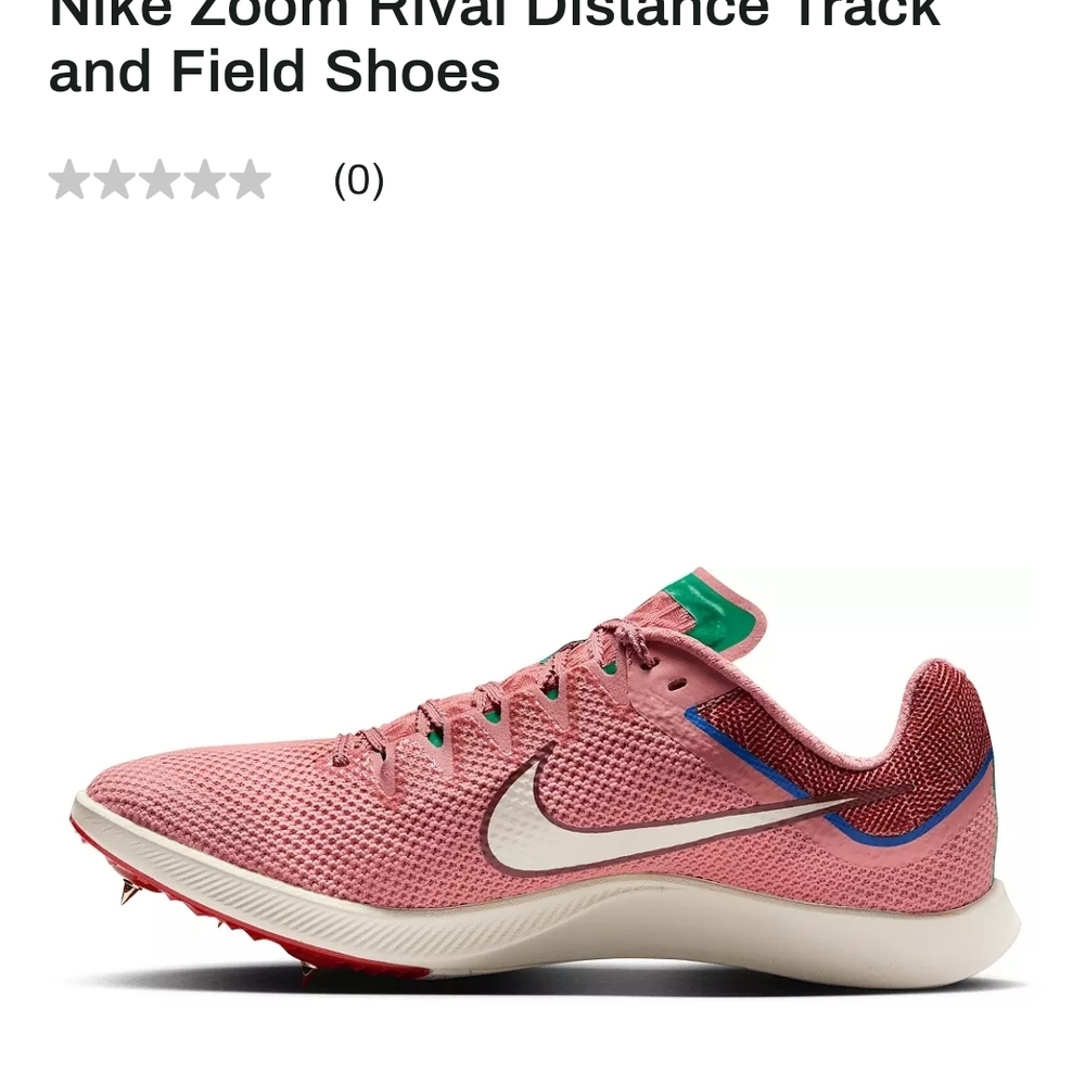 Nike Pink Zoom Rival Shoes with White and Red Accents